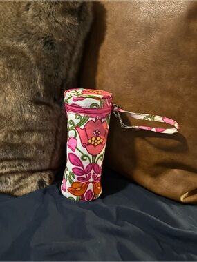 Vera Bradley Floral Insulated Bottle Carrier - Pink, Orange & Green